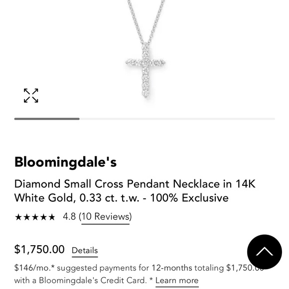 Exclusive Bloomingdale’s Diamond Cross Necklace. - Picture 1 of 11